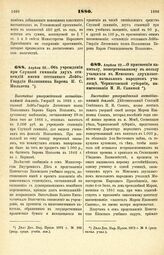 1880. Апреля 22. — Об учреждении при Слуцкой гимназии двух стипендий имени отставного Лейб-Гвардии Полковника Барона К. С. Нолькена. Высочайше утвержденный всеподданнейший доклад.