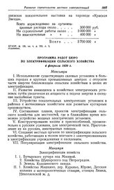 Программа работ Бюро по электрификации сельского хозяйства. 4 февраля 1920 г.