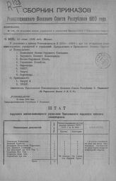 Приказ Революционного Военного Совета Республики № 1081. Об объявлении штатов учреждений и управлений Приуральского и Приволжского Округов. 12 июня 1920 г. (По Управлению Делами Р.В.С.Р.)