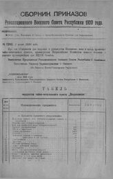 Приказ Революционного Военного Совета Республики № 1240. Штат, Положение и Табель о Чайно-Питательных Пунктах при Всерокомпоме. 2 июля 1920 г. (По Главному Военно-Санитарному Управлению)