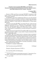 Приложение 3 к сопроводительной записке Комитета государственной безопасности СССР от 11 ноября 1984 г. Справка отдела культуры ЦК КПСС о материалах Комитета государственной безопасности СССР о «малых сценах» некоторых драматических театров г. Мос...