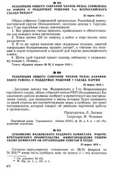 Резолюция общего собрания членов РКП(б) Сормовского района о поддержке решений 7-го всероссийского съезда РКП(б). 22 марта 1918 г.