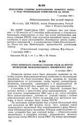 Телеграмма губкома Центральному Комитету РКП(б) о ходе мобилизации коммунистов на фронт. 7 сентября 1920 г.