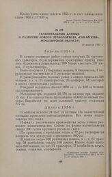 Сравнительные данные о развитии нового зерносовхоза «Самарский», Акмолинской области. 10 апреля 1956 г.