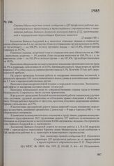 Справка Министерства путей сообщения и ЦК профсоюза рабочих железнодорожного транспорта и транспортного строительства о показателях работы Байкало-Амурской железной дороги, представляемой к награждению переходящим Красным знаменем. 22 января 1985 г.