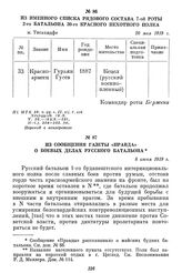 Из сообщения газеты «Правда» о боевых делах русского батальона. 8 июня 1919 г.