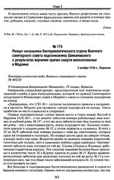 Рапорт начальника бактериологического отдела Военного санитарного совета подполковника Шимановского о результатах изучения причин смерти военнопленных в Модлине. 3 ноября 1920 г., Варшава