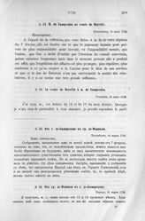 Донесения французского полномочного министра при русском дворе, Кампредона, и агента Маньяна, за 1725 и 1727 гг. От гр. де-Морвиля к г. де-Кампредону. Версаль, 21 марта 1726 г.