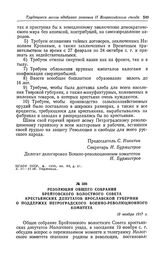 Резолюция общего собрания Брейтовского волостного Совета крестьянских депутатов Ярославской губернии о поддержке Петроградского военно-революционного комитета. 19 ноября 1917 г.