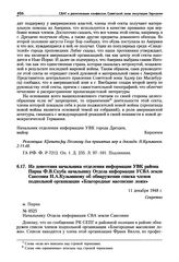Из донесения начальника отделения информации УВК района Пирна Ф.В. Скуба начальнику Отдела информации УСВА земли Саксония Н.А. Кузьминову об обнаружении списка членов подпольной организации «Благородные масонские ложи». 11 декабря 1948 г.