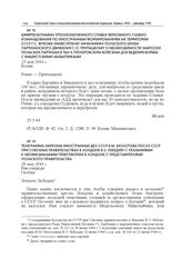 Шифртелеграмма уполномоченного Ставки Верховного главнокомандования по иностранным формированиям на территории СССР Г.С. Жукова заместителю начальника Польского штаба партизанского движения С.О. Притыцкому о необходимости заброски польских партиза...