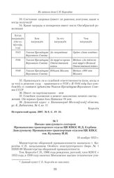 Письмо заведующего сектором Промышленно-транспортного отдела ЦК КПСС И.Д. Сербина Заведующему Промышленно-транспортным отделом ЦК КПСС тов. Кузьмину И.И. 16 ноября 1953 г. 