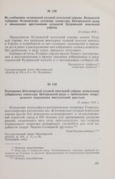 Телеграмма Житомирской уездной земельной управы волынскому губернскому комиссару Центральной рады с требованием вооруженного подавления выступлений крестьян. 13 января 1918 г. 
