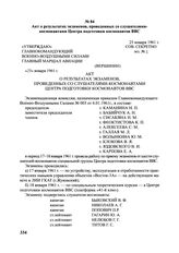 Акт о результатах экзаменов, проведенных со слушателями-космонавтами Центра подготовки космонавтов ВВС. 25 января 1961 г.