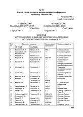 Состав групп анализа и выдачи экспресс-информации по объекту «Восток-ЗА». 7 апреля 1961 г. 