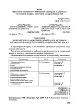 Программа медицинского наблюдения и контроля за здоровьем космонавтов в период подготовки к старту объекта ЗКА. 8 апреля 1961 г.