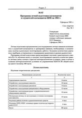 Программа летной подготовки космонавтов и слушателей-космонавтов ЦПК на 1961 г. 3 февраля 1961 г. 