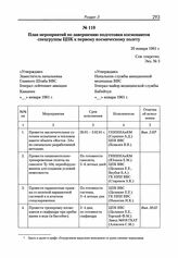 План мероприятий по завершению подготовки космонавтов спецгруппы ЦПК к первому космическому полету. 20 января 1961 г. 
