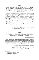 Диспозиция А.В. Суворова на 15 июня к нападению на противника, стоящего возле Тортоны, численностью от 6 до 8 тысяч. 1799 г. июня [14]