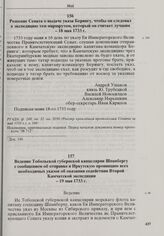 Решение Сената о выдаче указа Берингу, чтобы он следовал в экспедицию тем маршрутом, который он считает лучшим. 18 мая 1733 г. 
