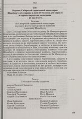 Ведение Сибирской гарнизонной канцелярии Шпанбергу об отправке к нему 10 человек для караула и охраны имущества экспедиции. 21 мая 1733 г. 