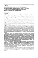 Запись беседы заместителя заведующего отделом стран Ближнего и Среднего Востока С.Т. Базарова с временным поверенным в делах Ливана в СССР Аммуни. 20 мая 1950 г. 