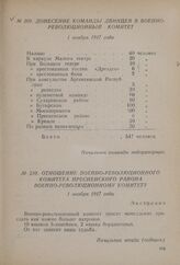 Отношение Военно-революционного комитета Пресненского района Военно-революционному комитету. 1 ноября 1917 года