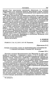 Приложение № 3 к постановлению Президиума ЦК КПСС «Об увеличении срока погашения кредита, предоставляемого Советским Союзом Югославии для строительства предприятий в районе г. Скопле, и об урегулировании кредитно-финансовых отношений по Советско-Ю...