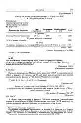 Постановление комиссии ЦК КПСС по вопросам идеологии, культуры и международных партийных связей «О командировании в США двух кинооператоров». 13 февраля 1960 г. 