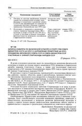 Записка Комитета по физической культуре и спорту при Совете Министров СССР в ЦК КПСС о направлении приветствия ЦК КПСС, Президиума Верховного Совета СССР и Совета Министров СССР участникам III зимней Спартакиады народов СССР. 25 февраля 1974 г.