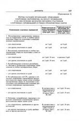 Приложение 3 к записке Комитета по физической культуре и спорту при Совете Министров СССР в ЦК КПСС. Нормы расходов организаций, проводящих спортивные мероприятия, на оплату проживания и на обеспечение бесплатно питанием участников спортивных соре...