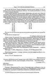 Приложение 2 к записке редакции газеты «Советский спорт» в ЦК КПСС. Записка ЦК Компартии Узбекистана в ЦК КПСС о беспорядках после футбольного матча «Текстильщик» (Наманган) — «Шахриханец». 2 октября 1979 г. 