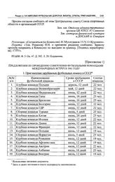 Приложение 1 к информационной записке отдела административных органов ЦК КПСС. Предложения по проведению советскими футбольными командами международных встреч в 1961 году