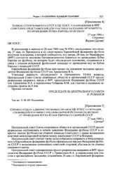 Приложение 5 к информации Спорткомитета СССР в ЦК КПСС. Справка отдела административных органов ЦК КПСС о ситуации, сложившейся в связи с отказом сборной Испании по футболу от проведения игр на Кубок Европы со сборной СССР. 27 мая 1960 г. 