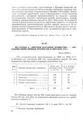 Из статьи ж. «Вятское народное хозяйство» — «Кустарно-ремесленные промыслы в Вятской губ.». Июль 1918 г.