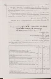 Счет из типографии М.М. Стасюлевича за издание книги Н.И. Кареева «Историология (Теория исторического процесса)». 12 февраля 1915 г. [Петроград]