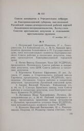 Список кандидатов в Учредительное собрание по Екатеринославской губернии, выставленный Российской социал-демократической рабочей партией большевиков-интернационалистов, Бахмутским Советом крестьянских депутатов и отдельными крестьянскими группами....