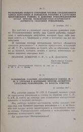 Резолюция рабочих лесопильного завода № 1 Ш. 3. Гурарий в Царицыне против «Комитета спасения революции», за власть Советов. 31 октября 1917 г.