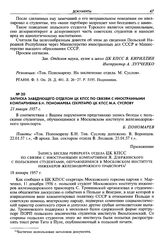 Записка заведующего отделом ЦК КПСС по связям с иностранными компартиями Б. Н. Пономарева секретарю ЦК КПСС М. А. Суслову. 21 января 1957 г.