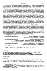 Справка Главного Управления профтехобразования при СМ РСФСР «О ходе обучения кубинской молодежи в сельских профессионально-технических училищах Российской Федерации». 13 мая 1963 г. Секретно