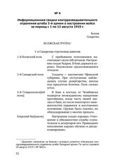 Информационная сводка контрразведывательного отделения штаба 3-й армии о настроении войск за период с 1 по 15 августа 1919 г.