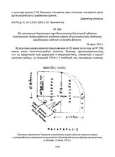 Из отношения директора народных училищ Олонецкой губернии попечителю Петроградского учебного округа об изготовлении учебными заведениями изделий на нужды фронта. 28 июля 1915 г. 