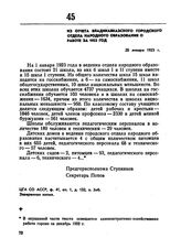 Из отчета Владикавказского городского отдела народного образования о работе за 1922 год 20 января 1923 г.
