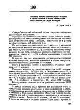 Письмо Северо-Осетинского облоно в облисполком о ходе ликвидации неграмотности среди женщин. 31 марта 1926 г. 