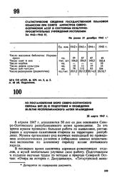 Статистические сведения Государственной плановой комиссии при Совете Министров Северо-Осетинской АССР о состоянии культурно-просветительных учреждений республики за 1942-1945 гг. Не ранее 31 декабря 1945 г.