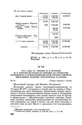 1813 г. марта 19. — Письмо М.И. Кутузова М.Б. Барклаю-де-Толли об отправке из герцогства Варшавского в Новороссийский край русских семейств, выразивших желание переселиться в Россию. Главная квартира г. Калиш