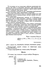 1813 г. февраля 5. — Ведомость состава резервной армии