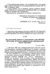 Из докладной записки С. Тюльпанова в ЦК ВКП(б) М. Суслову об итогах референдума в федеральной земле Саксония. 9 июля 1946 г. 