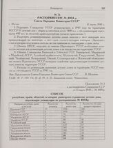 Приложение № 1 к распоряжению Совнаркома СССР от 11 марта 1945 г. № 4004р. Список республик, краев, областей, в которых размещены украинские детские дома, подлежащие реэвакуации по распоряжению № 4004р