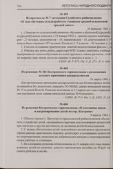 Из протокола № 7 заседания Судайского райисполкома «О ходе обучения сельхозработам учащихся средней и неполной средней школ». 26 февраля 1942 r.